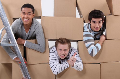 Boxes and furniture prepared for local removals in Dagenham