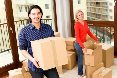 Professionally arranged office furniture delivered to a new workspace